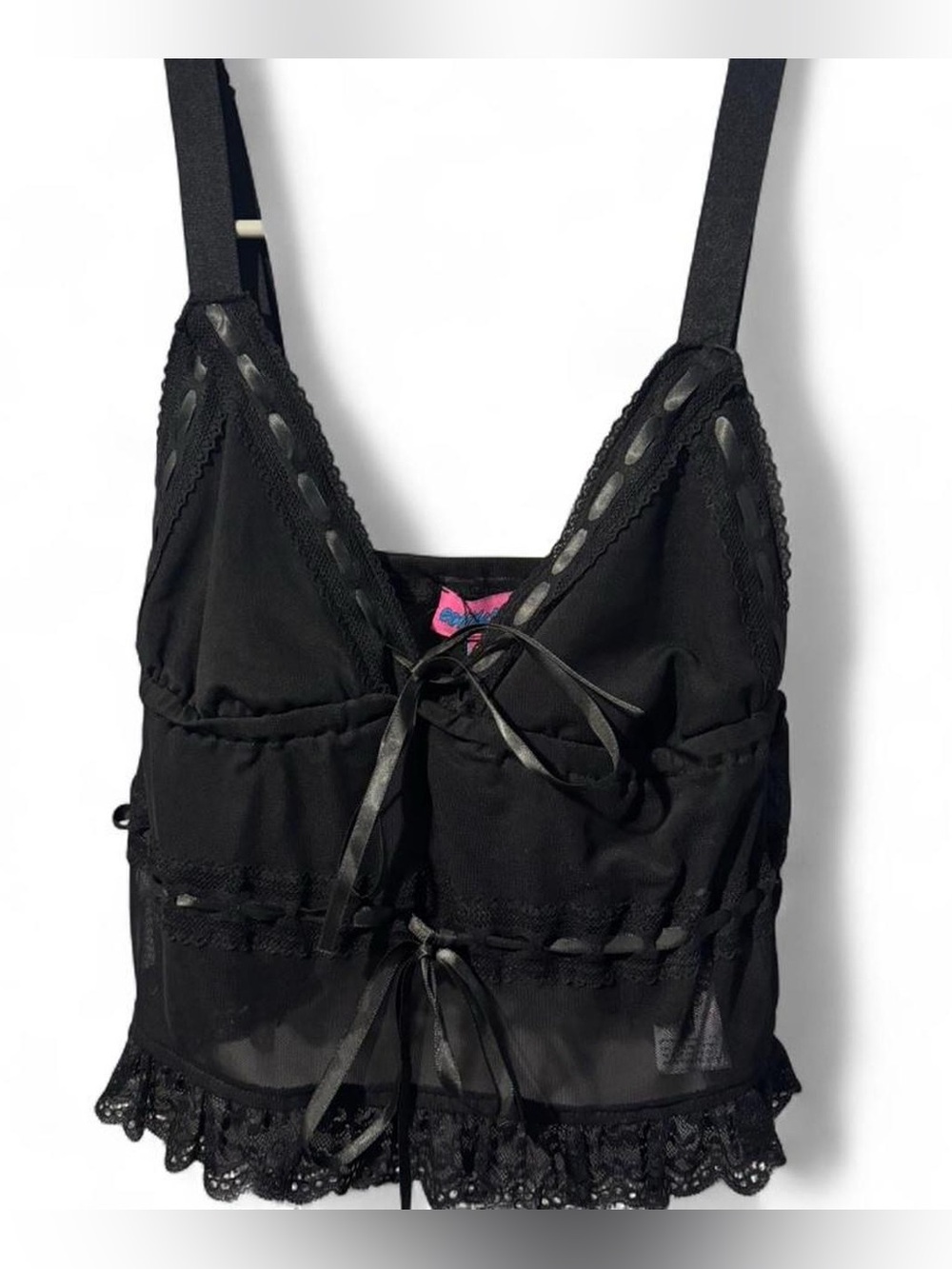 Edikted Black Lace Top with Bows